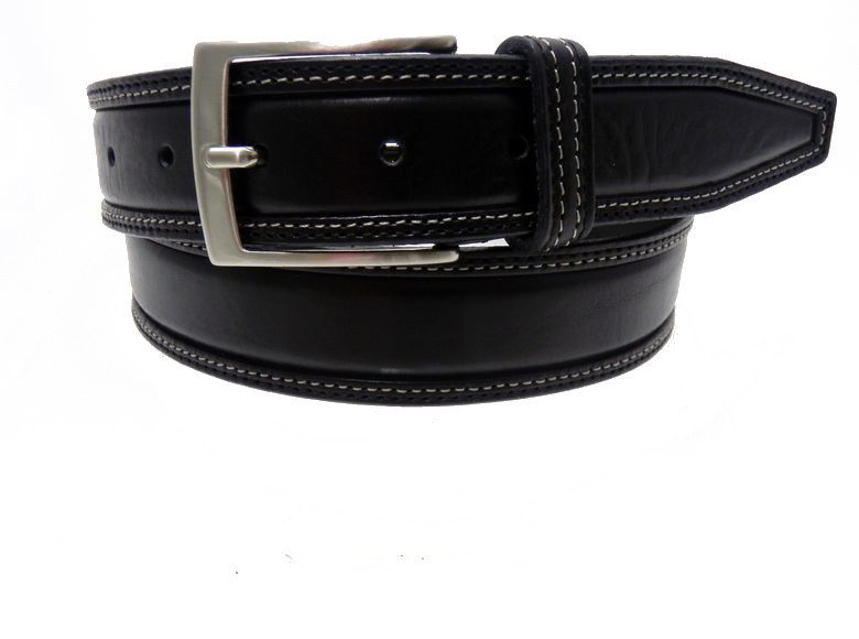Cintura in cuoio stampa a binari - nero - mm35